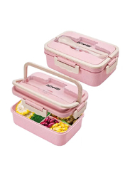 Eazy Kids Wheat Straw Leakproof Eco-Friendly Bento Lunch Box For Unisex, Pink
