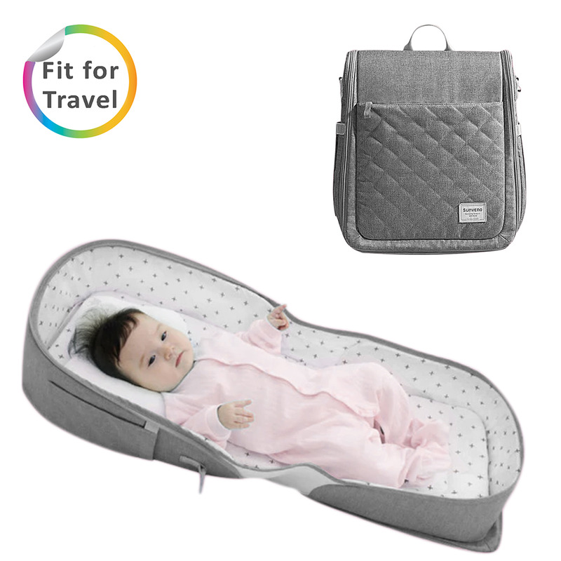 Sunveno Portable Baby Bed, with Bag, Grey