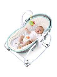 Teknum 6-in-1 Cozy Rocker Bassinet with Wheels, Awning & Mosquito Net, Green