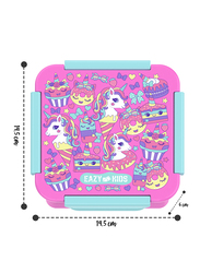 Eazy Kids Unicorn Desert Lunch Box Set, 2 Pieces, 850ml & 650ml, 3+ Years, Pink