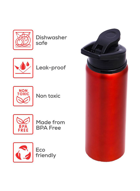 Eazy Kids Stainless Steel Sports Water Bottle, 700ml, Red