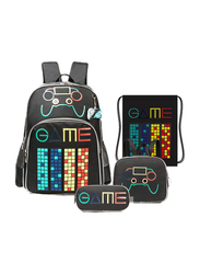 Eazy Kids 4-Piece Gen Z Gamer School Bag Set, Black