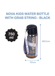 Nova Kids Water Bottle with Grab String, 750ml Black