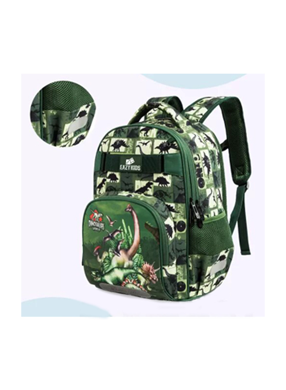 Eazy Kids 18-inch Dinosaur School Bag Lunch Bag Pencil Case Set of 3, Green