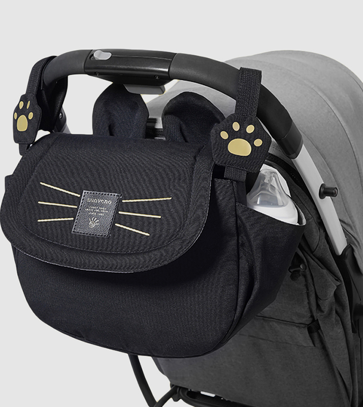 Sunveno Meow Stroller Diaper Bag, Black