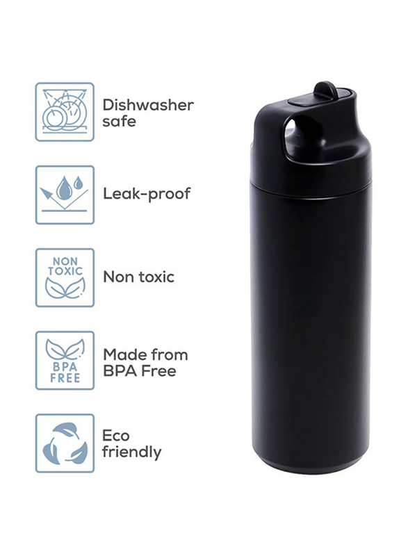 Hydrobrew 550ml Insulated Sports Water Bottle, Black