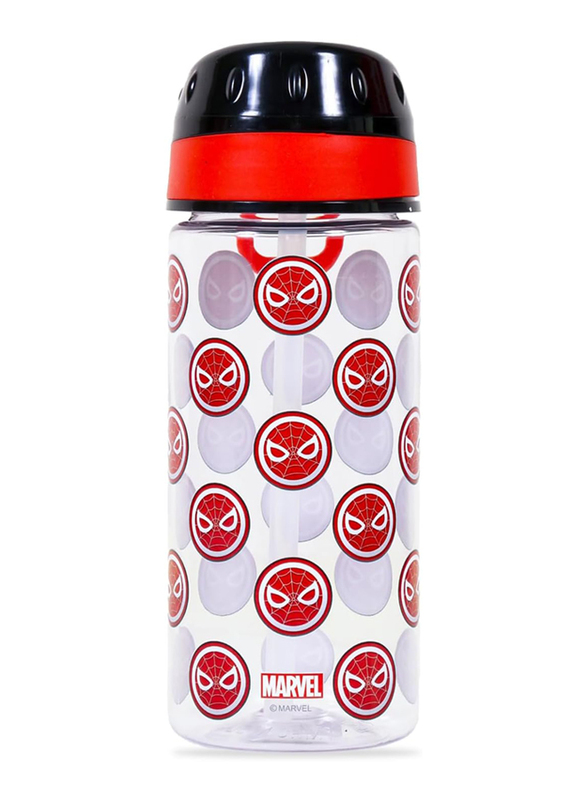 Eazy Kids Marvel Spider Man Tritan Water Bottle with Carry Handle for Kids, 420ml, Red/Black
