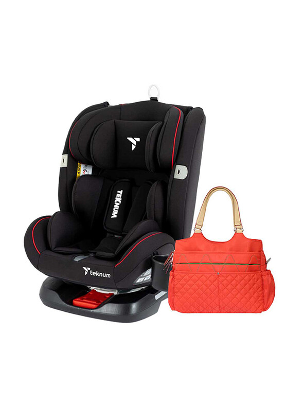 

Teknum Evolve 360 Car Seat with Sunveno Fashion Diaper Bag, Black/Red