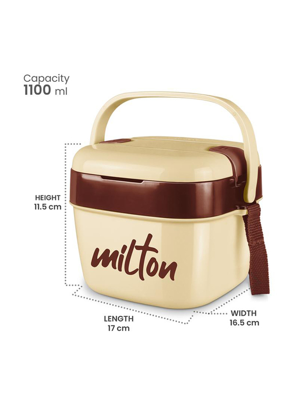 Milton Cubic Small Inner Stainless Steel Lunch Box for Kids, 1100ml, Ivory