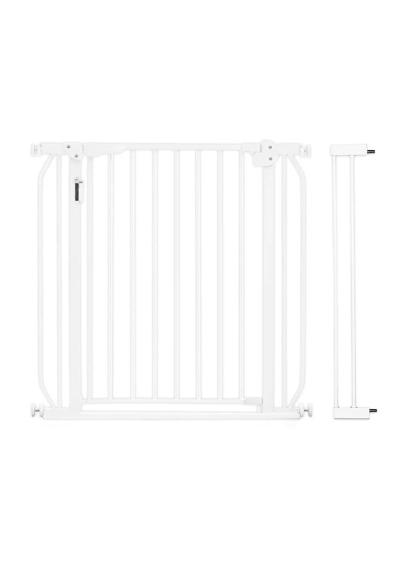 Baby Safe Metal Safety LED Gate with 10cm Extension, White