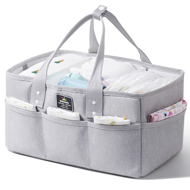 Sunveno Diaper Bag w/ USB + Diaper Caddy - Grey