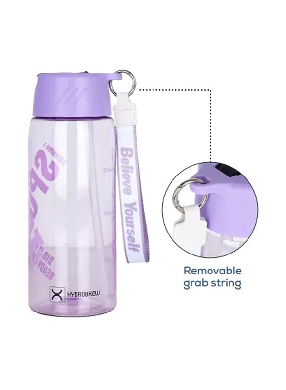 Hydrobrew Water Bottle with Grab String, 800ml, Purple