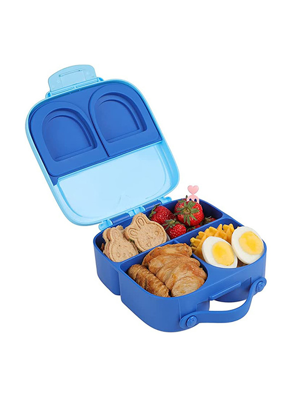 Eazy Kids Bento 4 Compartments Lunch Box with Handle, Blue