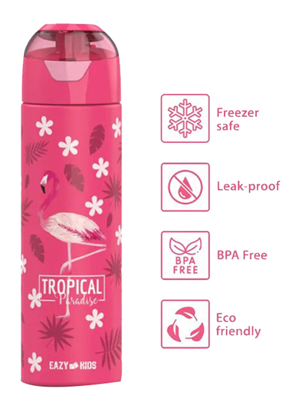 Eazy Kids Insulated Stainless Steel Water Bottle With Spray, 640ml, Tropical Pink