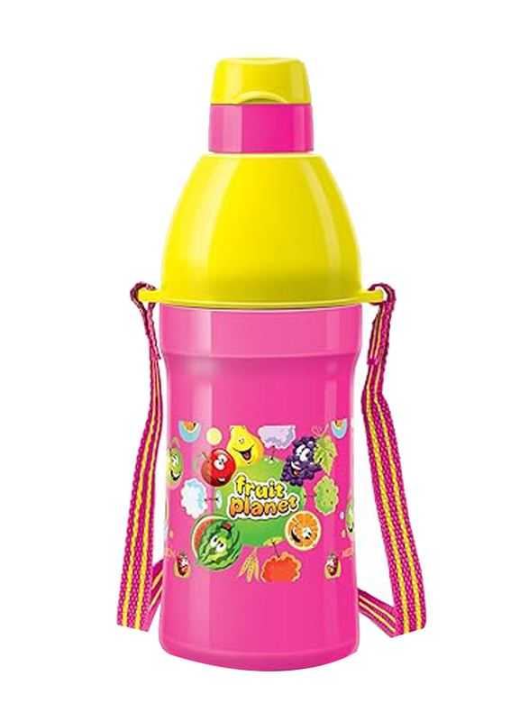 Milton Kool Joy Plastic Insulated Water Bottle with Straw for Kids, 400ml, Pink