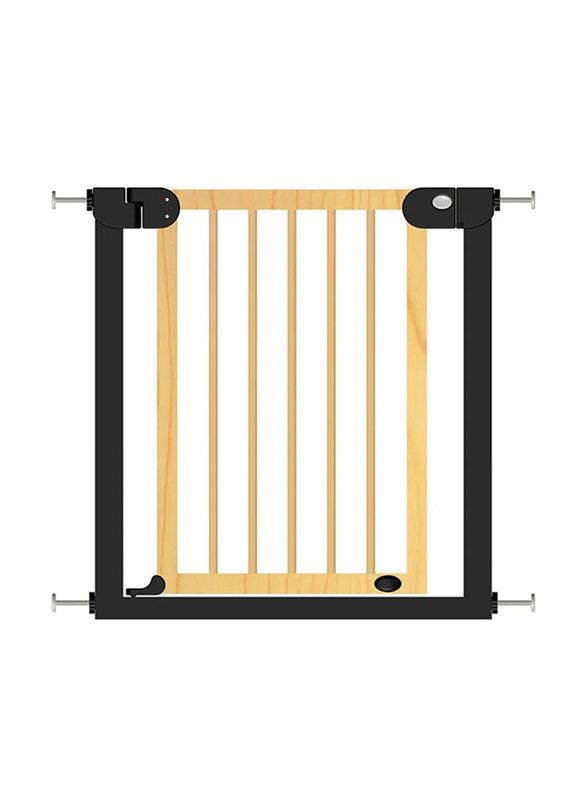 Baby Safe Wooden Safety Gate with Black Extension, 7cm, 0-2 Years, Natural Wood