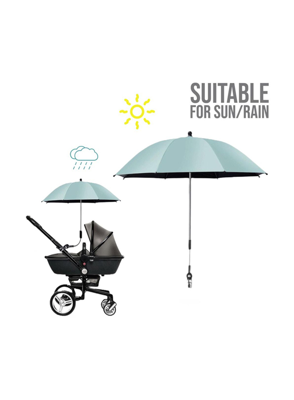 Teknum Universal Stroller Umbrella for Baby, with Holder Clip Clamp & 360 Degree Rotatable, Green