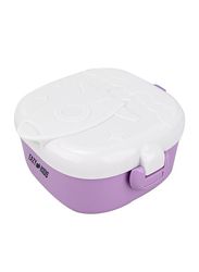Eazy Kids Rocket Lunch Box Set with Bowl, Scissor and Spoon, 4+ Years, 600ml, Purple