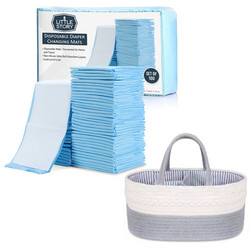 Little Story Diaper Caddy with 100pcs Changing Mats - Grey