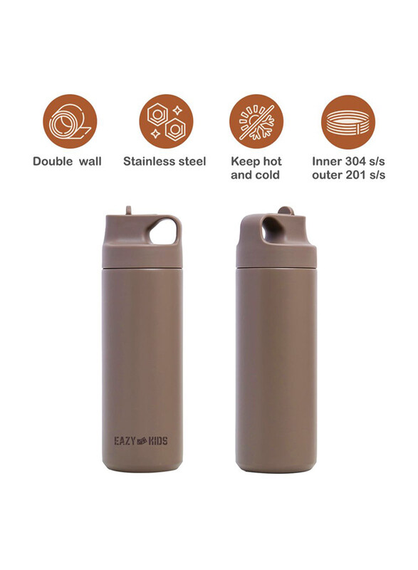 Eazy Kids Insulated Sports Water Bottle, 550ml, Khaki