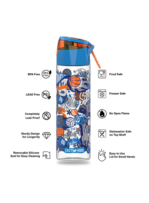 Eazy Kids Tritan Soccer Spray Water Bottle, 750ml, Blue