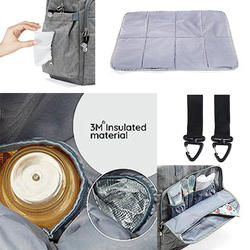 Little Story Styler Diaper Backpack Bag, Grey