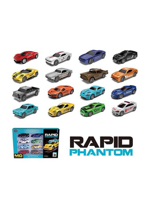 Little Story Slide Die Cast Toy Rapid Car Set, 8 Pieces, All Ages, Multicolour