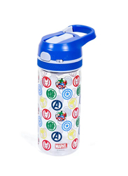 Eazy Kids Marvel Avengers Tritan Water Bottle with Lockable Push Button & Carry Handle for Kids, 420ml, Blue