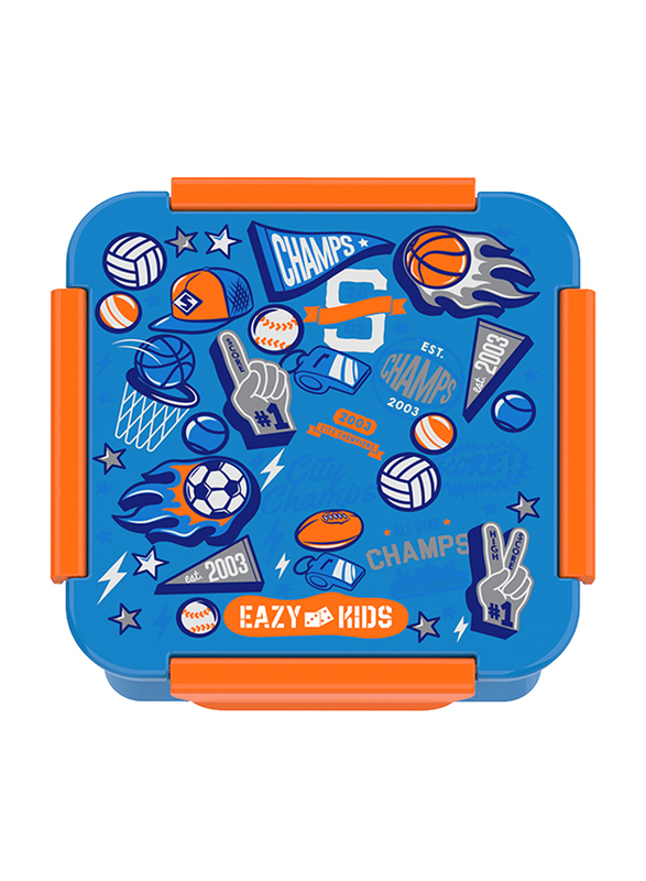 Eazy Kids Soccer Lunch Box Set And Tritan Spray Water Bottle, 750ml, Blue