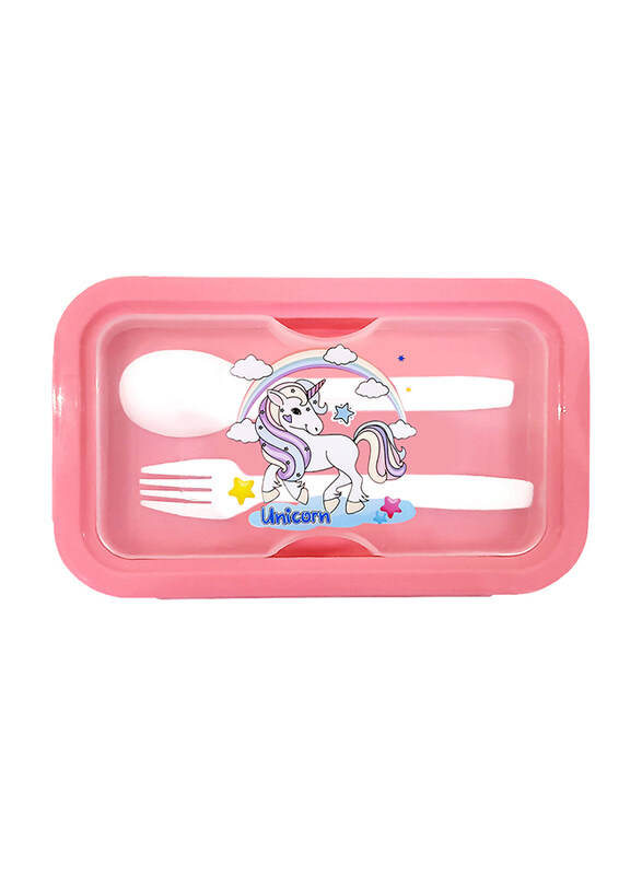 

Eazy Kids Unicorn Snack Box with Spoon & Fork, Pink