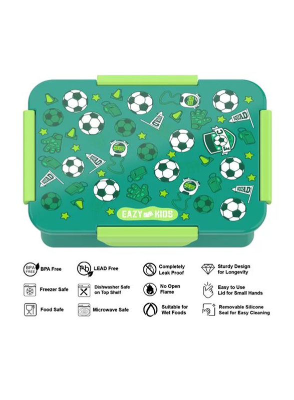 Eazy Kids Lunch Box, Soccer, 3+ Years, 850ml, Green