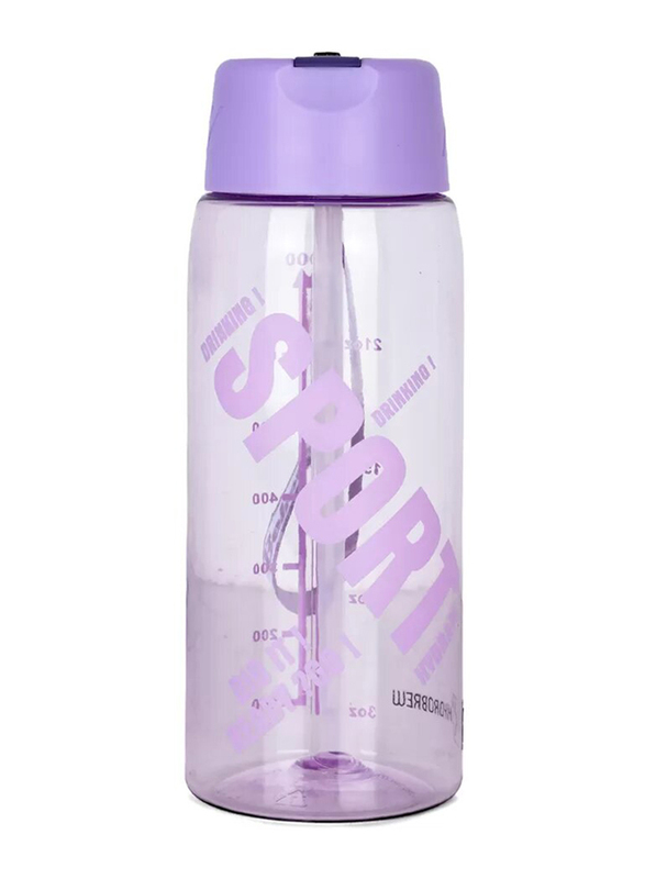 Hydrobrew Water Bottle with Grab String, 800ml, Purple