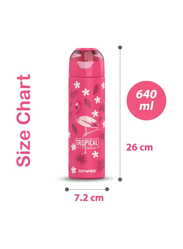 Eazy Kids Insulated Stainless Steel Water Bottle With Spray, 640ml, Tropical Pink