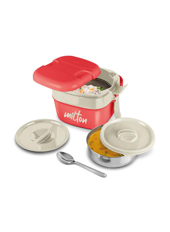 Milton Cubic Small Inner Stainless Steel Lunch Box for Kids, 800ml, Red