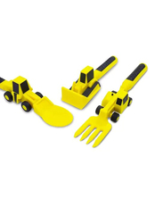 Eazy Kids 3-Piece Spoon Fork & Pusher, Truck Yellow