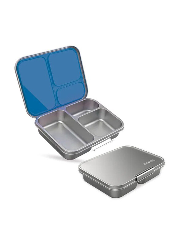 

Eazy Kids 3 Compartment Bento Steel Lunch Box, Blue
