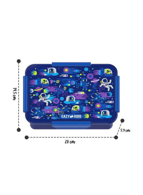 Eazy Kids Lunch Box, Astronauts, 3+ Years, 850ml, Blue