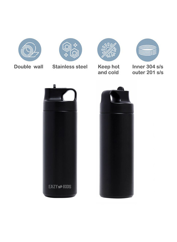 Eazy Kids Insulated Sports Water Bottle, 550ml, Black