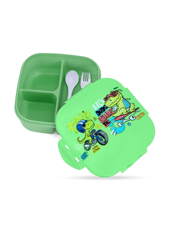 Nova Kids Square Bento Lunch Box, T-Rex Green