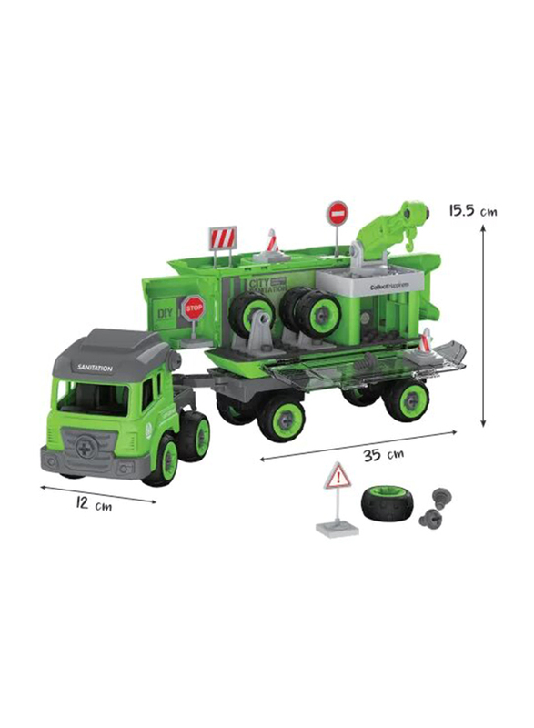 Little Story Sanitation Truck Kids Toy with 2 Mini Truck, Ages 3+, Multicolour