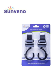 Sunveno Rotating Stroller Hooks with Diaper Changing Pad, Black
