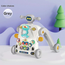 Teknum 3-in-1 Baby Walker with Learning Table Mode, Game Panel Mode & Musical Keyboard, Grey