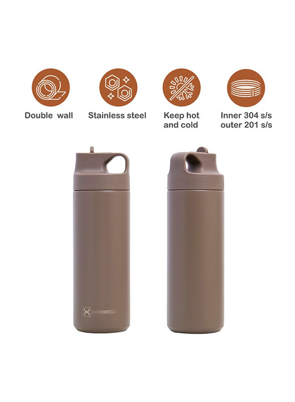 Hydrobrew 550ml Insulated Sports Water Bottle, Khaki