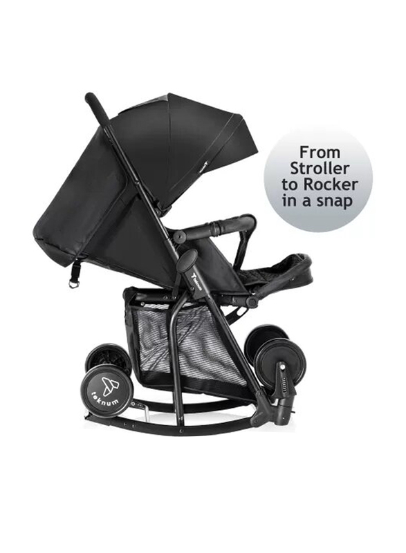 Teknum Stroller With Rocker with Pink Diaper Tote Bag, Black