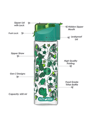 Eazy Kids Soccer Lunch Box Set And Tritan 2 In 1 Flip lid And Sipper Water Bottle, 650ml, Green