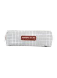 Eazy Kids Geometry Valley Plaid Pencil Pouch, 5+ Years, Grey