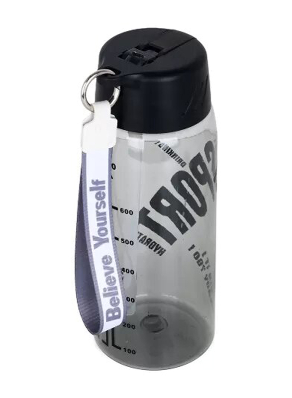 Hydrobrew Water Bottle with Grab String, 800ml, Black