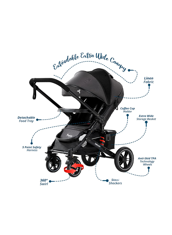 Teknum Reversible Moon Walk Stroller, Black