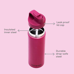 Eazy Kids Insulated Sports Water Bottle, 550ml, Pink