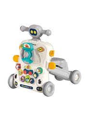 Teknum 5-in-1 Baby Walker with Learning Table Mode, Game Panel Mode, Scooter Mode, Roller Coaster Mode & Musical Keyboard, Grey